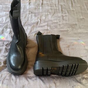 Stylish Black Leather Combat Boots- never worn